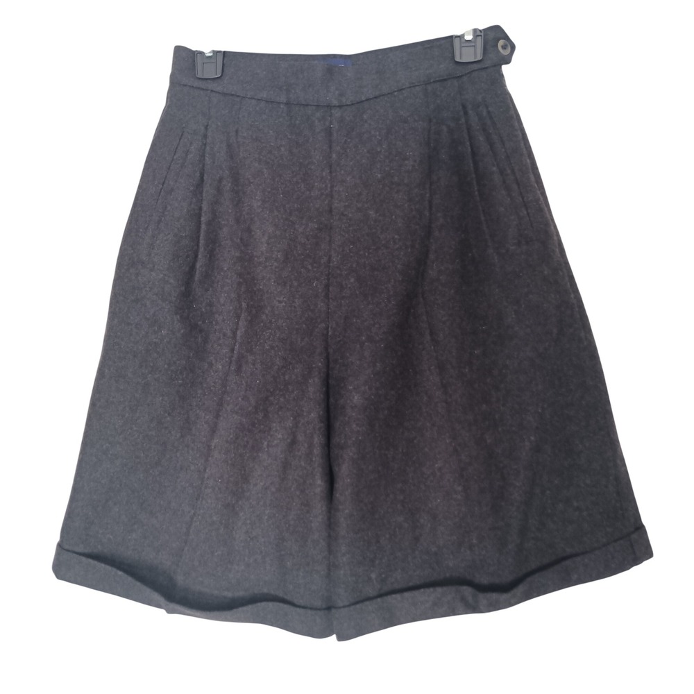 Gap Wool Blend Shorts Women 9/10 Charcoal Gray Pleated Cuffed Made in Italy